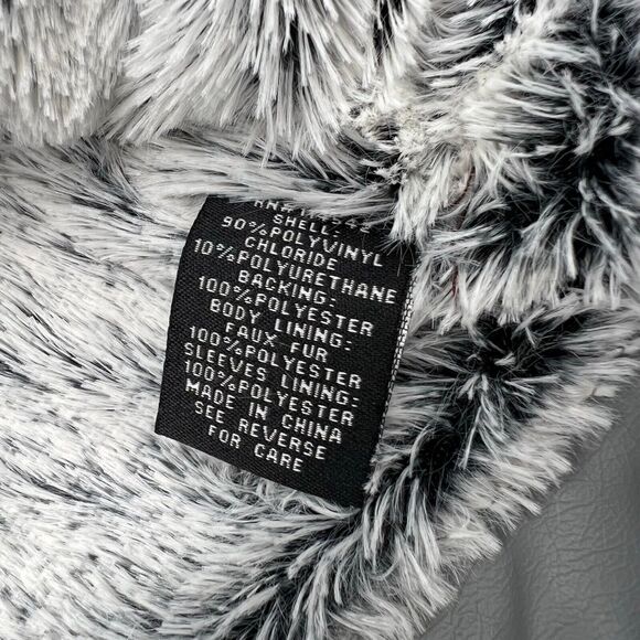 JOUJOU Women's Medium Silver Gray Faux leather Jacket Soft vegan fur lining - Picture 5 of 8